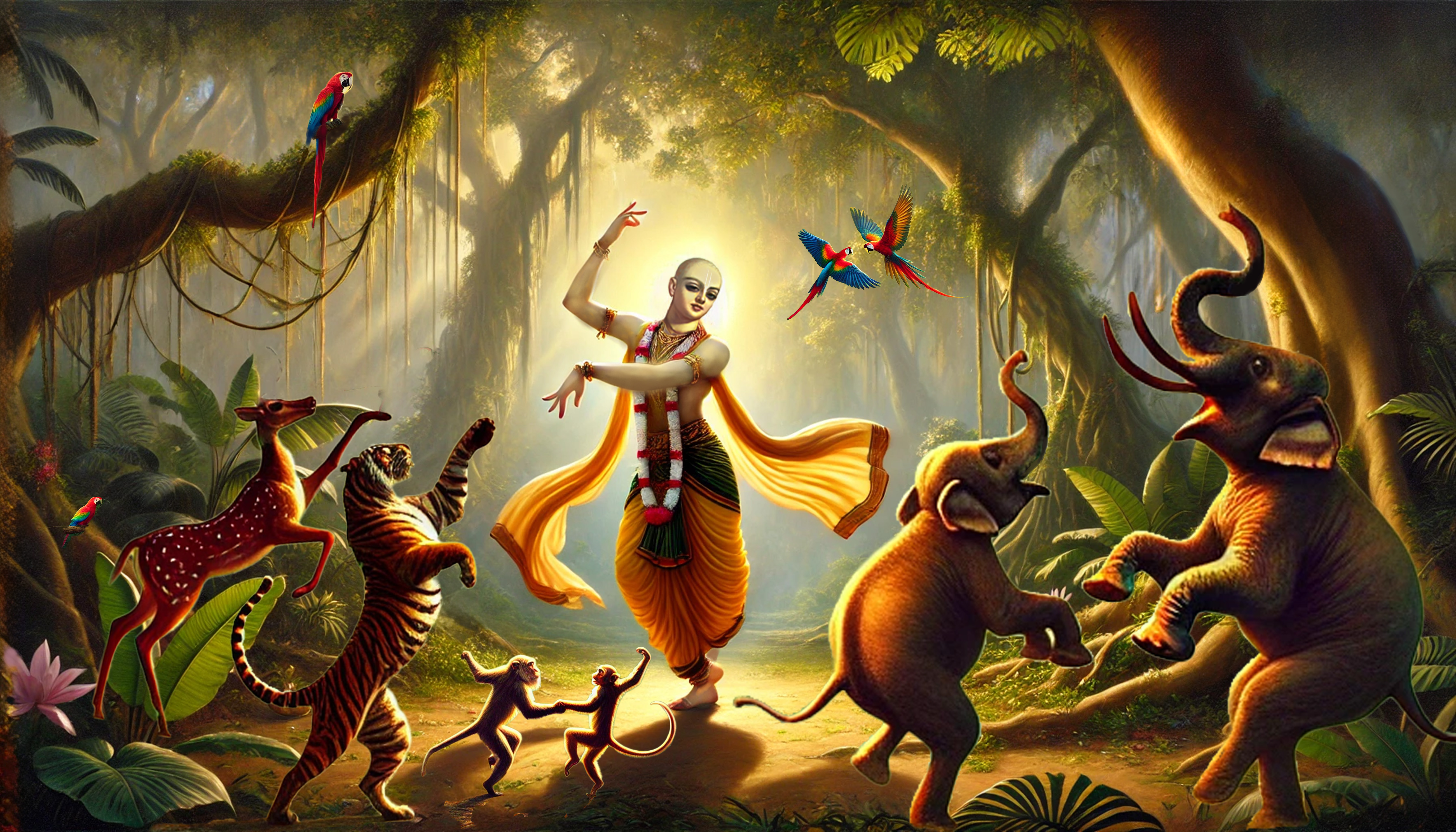 Caitanya dancing with animals Menzel Composite 1